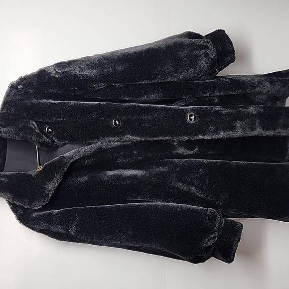 St.  John Classic Reversible oversized  black faux fur coat Luxury Old Money WOW - Picture 2 of 13